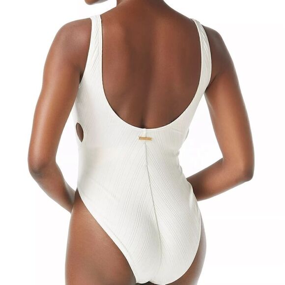 VINCE CAMUTO Ribbed High-Leg CutOut One-Piece Swimsuit Ripple Effect New Size 4 - Picture 6 of 11